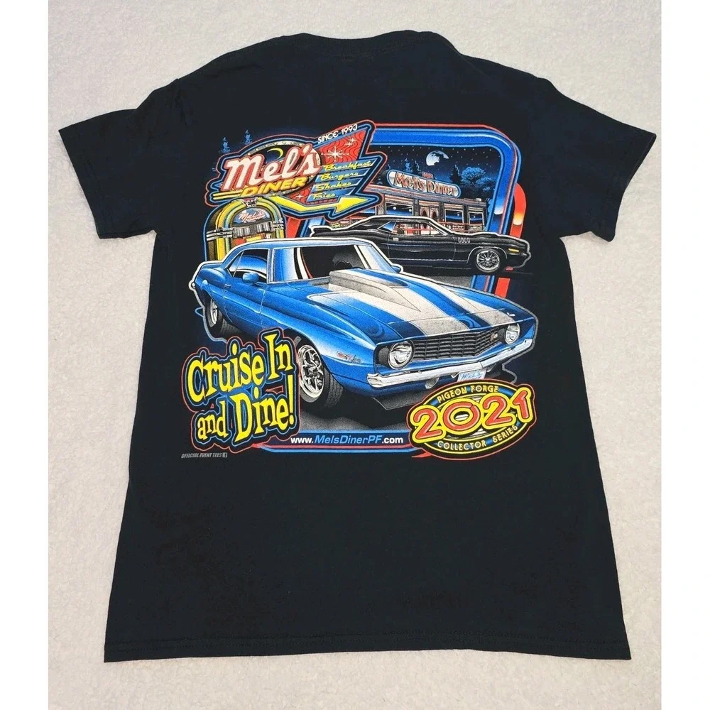 Mel's Diner Shirt Mens Small Car Graphic Tee Pigeon Forge TN Smokey Mountains